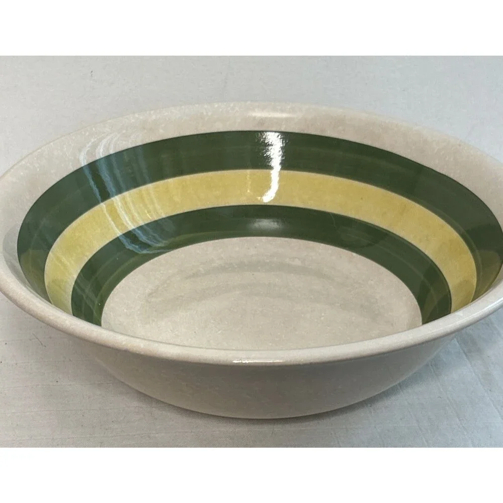 Vintage Hand Painted Green Bay Packer Colors Ceramic Serving Bowl 10” Japan Gift